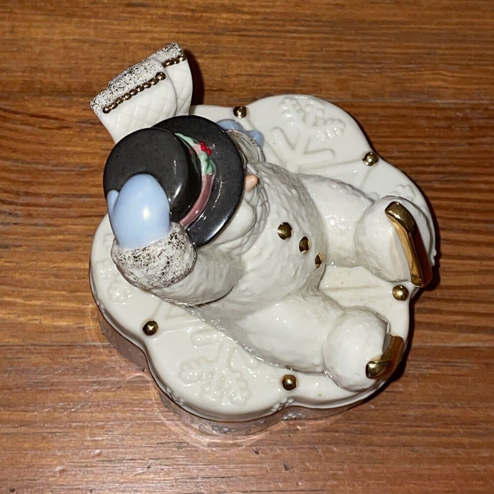 Lenox WINTER WONDERLAND Christmas Snowman Music Box Fine Porcelain Trinket Box - Picture 9 of 12